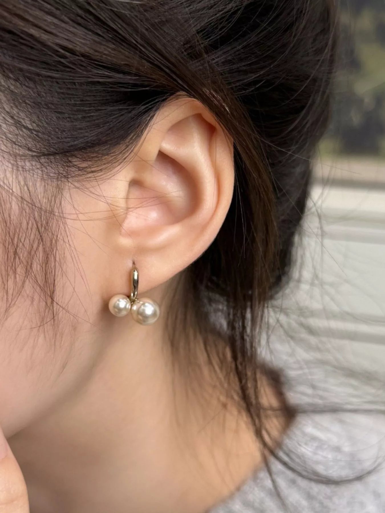 Double Pearl Hoop Earrings
