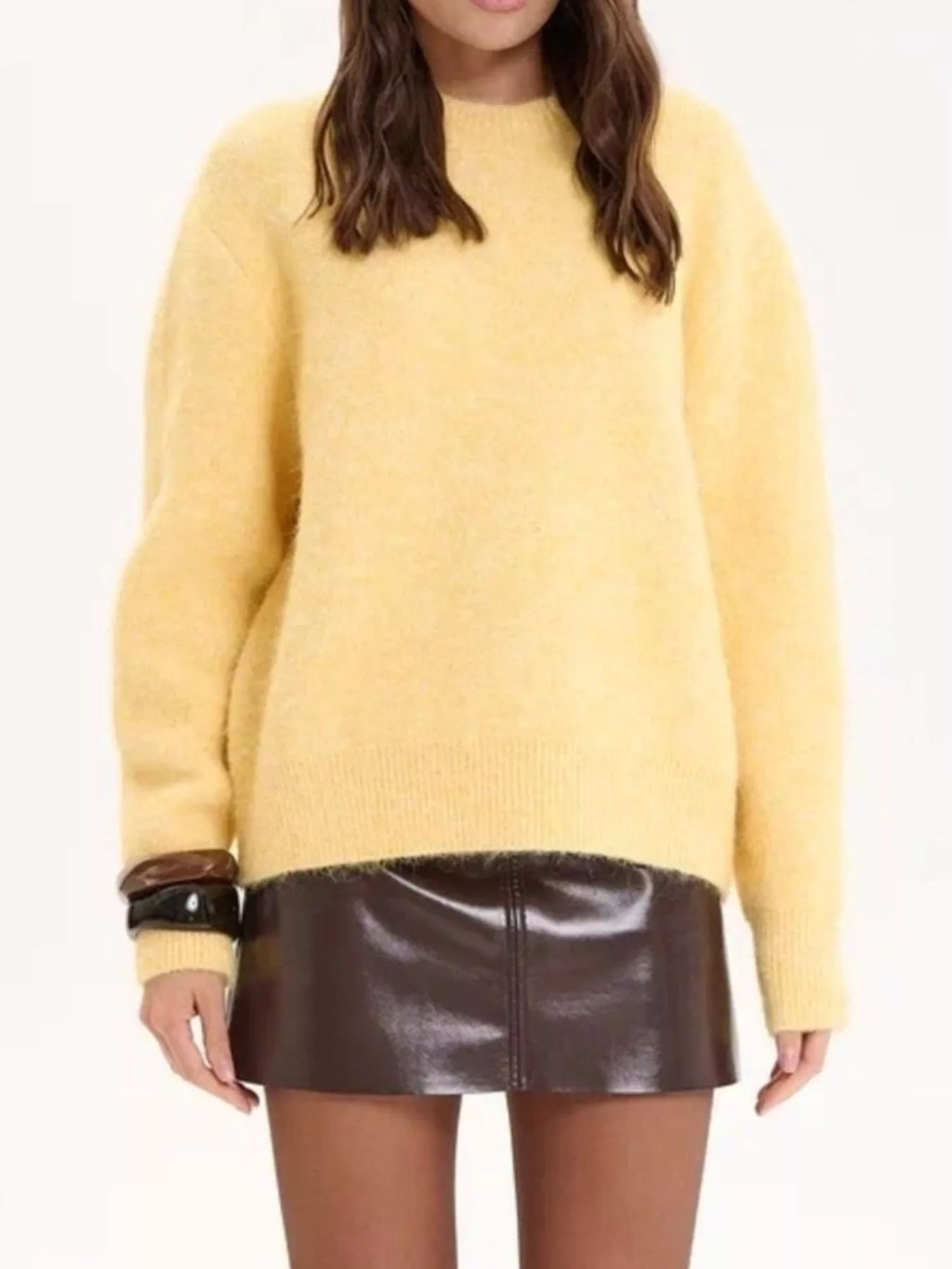 Round Neck Dropped Shoulder Sweater