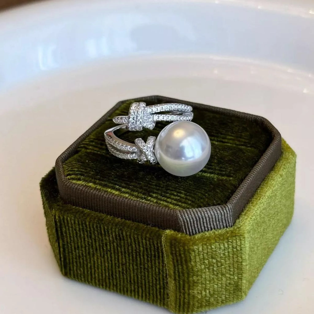 Pearl Zircon Bypass Ring