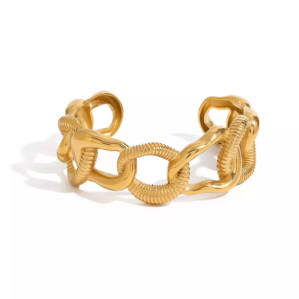 18K Gold-Plated Chain Link Open Bracelet
