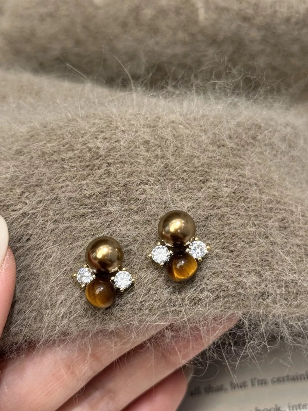 Tiger Eye Stud Earrings
