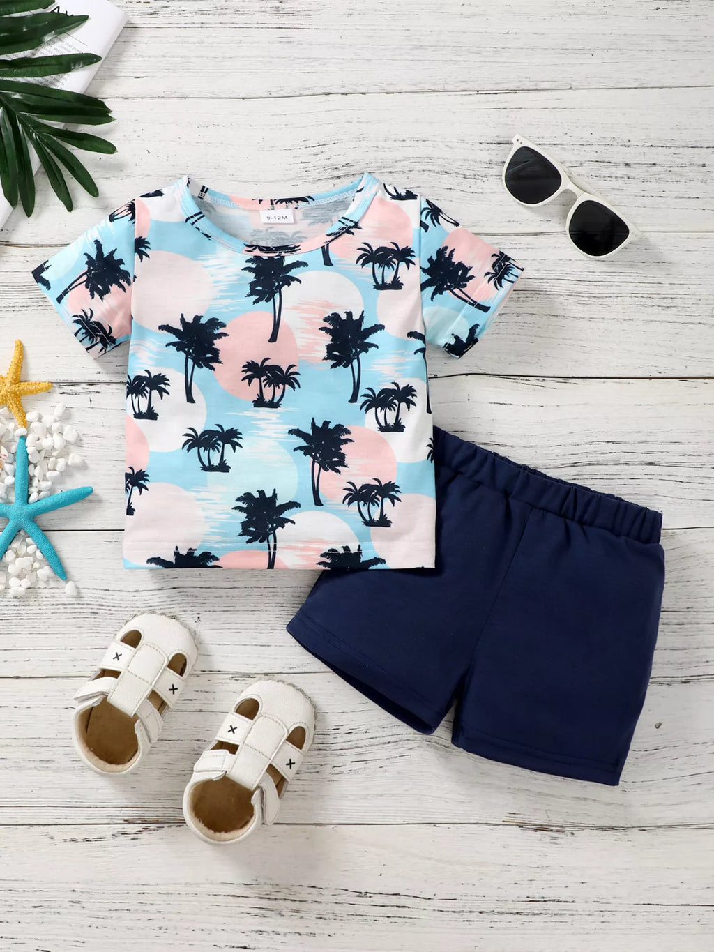 Children's Tropical Palm Tree Print Outfit Set