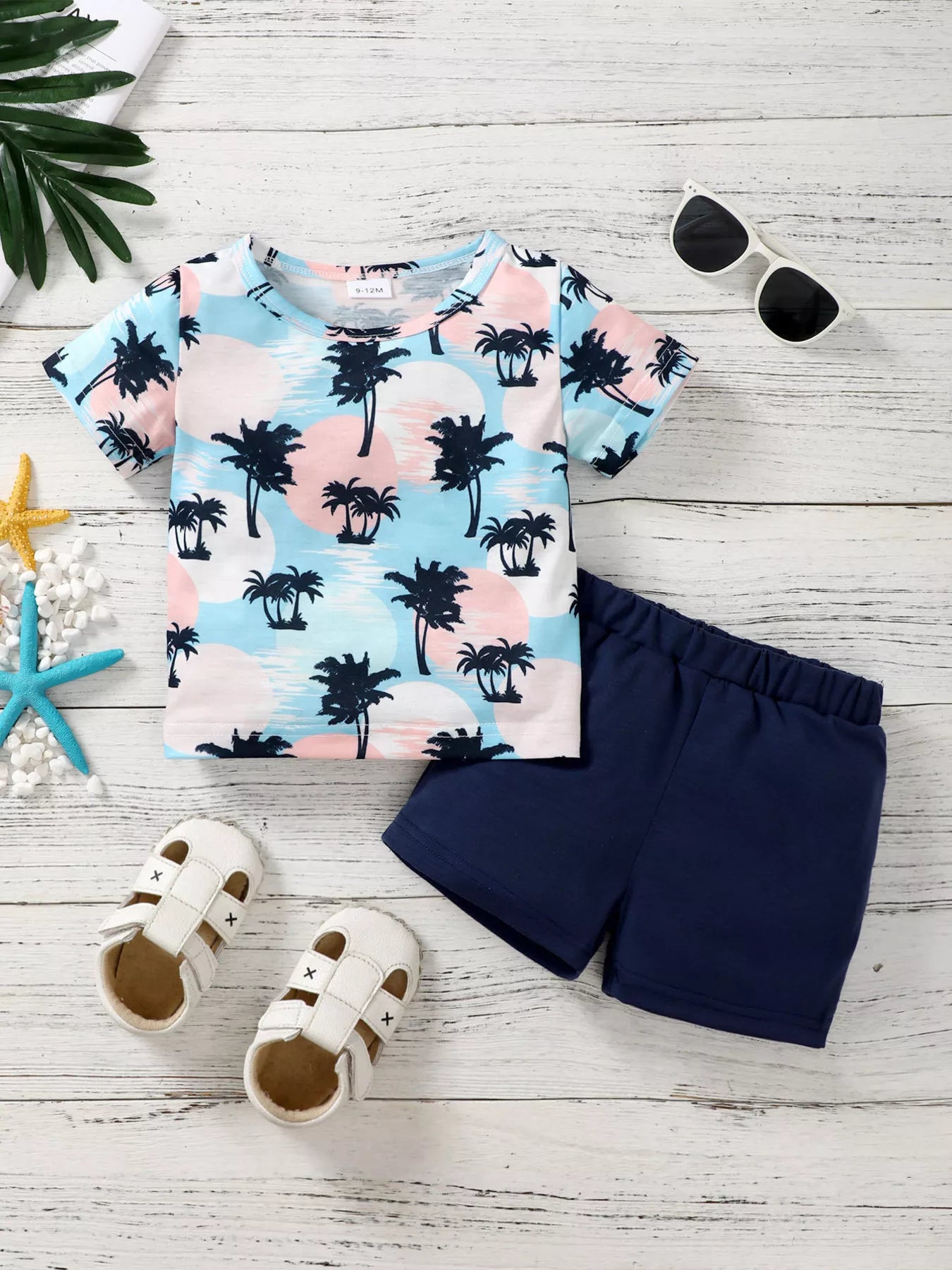Children's Tropical Palm Tree Print Outfit Set
