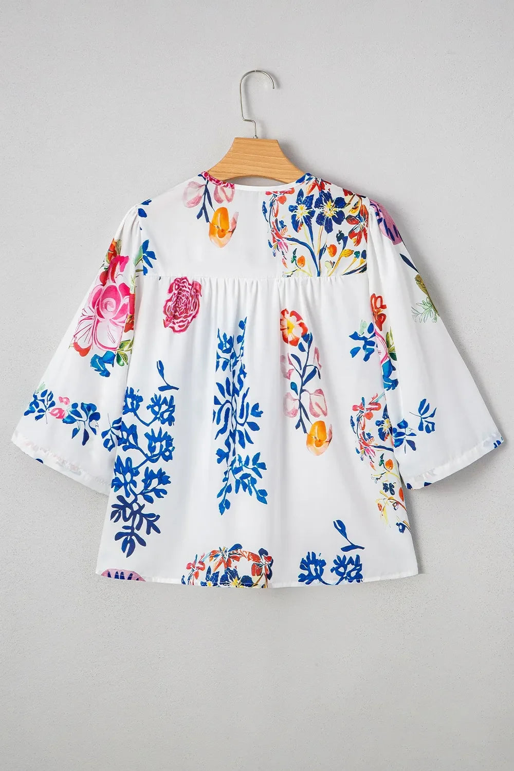 Printed Tie Neck 3/4 Sleeve Blouse