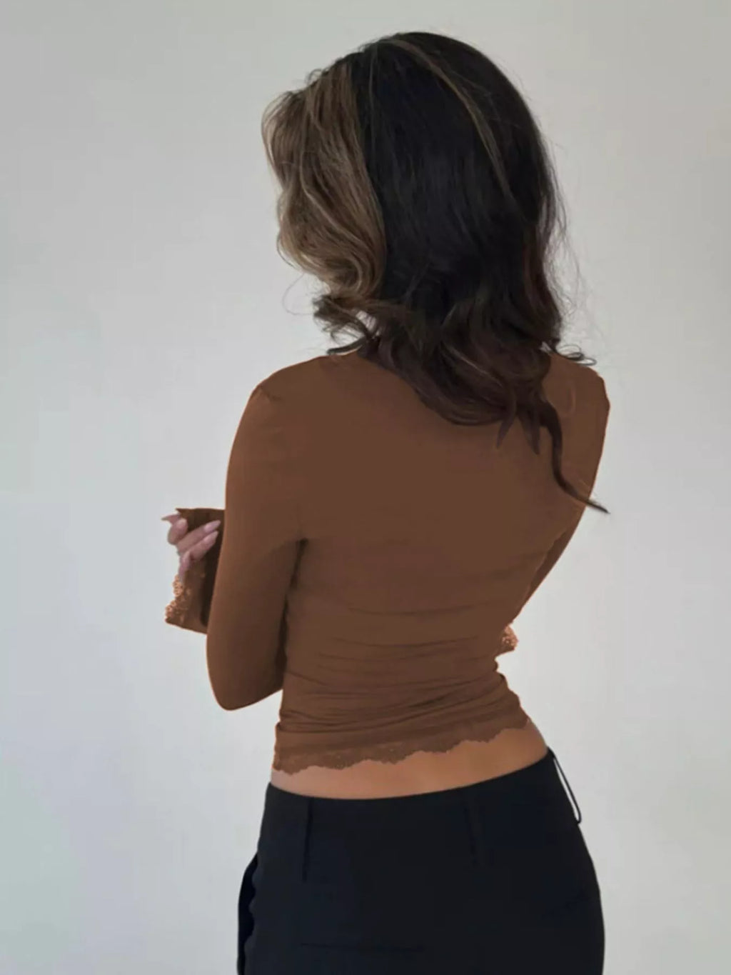Lace Trim Long Sleeve T-Shirt