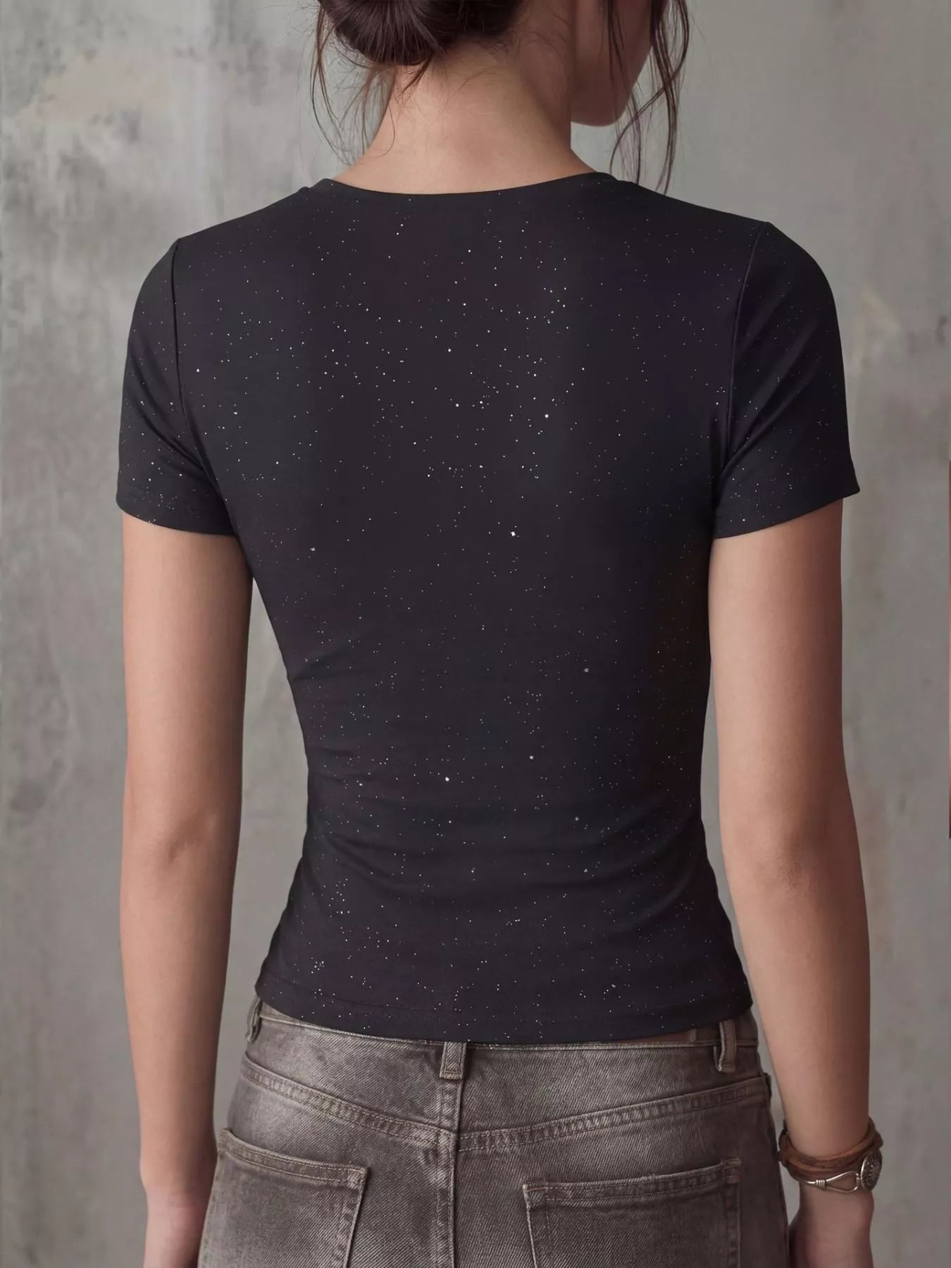 Crossover Short Sleeve Fitted T-Shirt