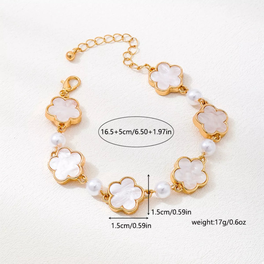 18k Gold-Plated Alloy Flower Bracelet