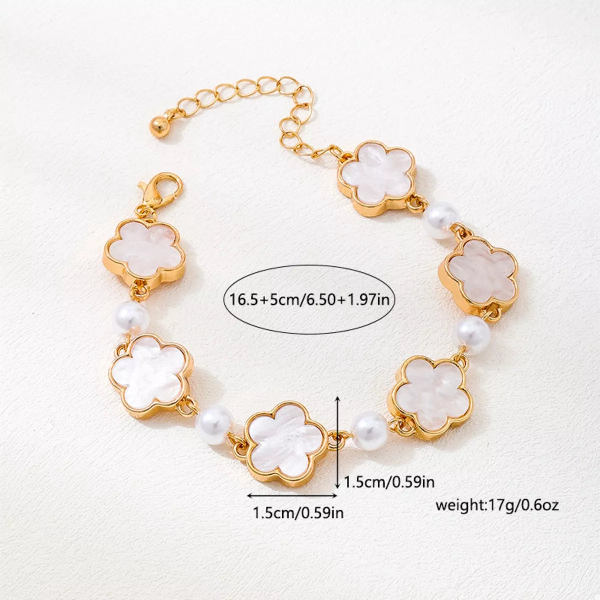 18k Gold-Plated Alloy Flower Bracelet