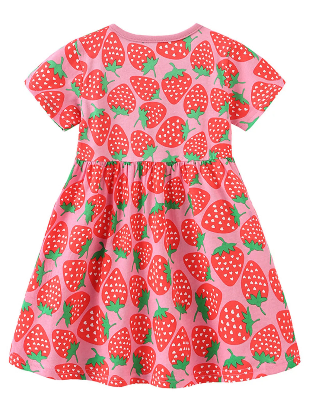 Children's Strawberry Print Short Sleeve Dress
