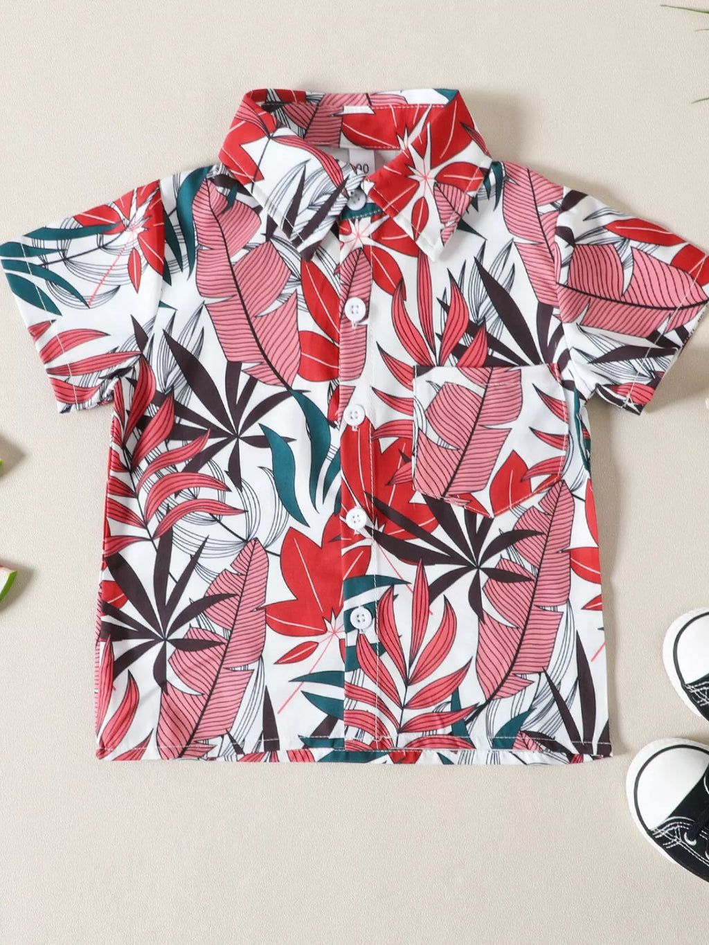 Children's Tropical Leaf Print Shirt & Shorts Set