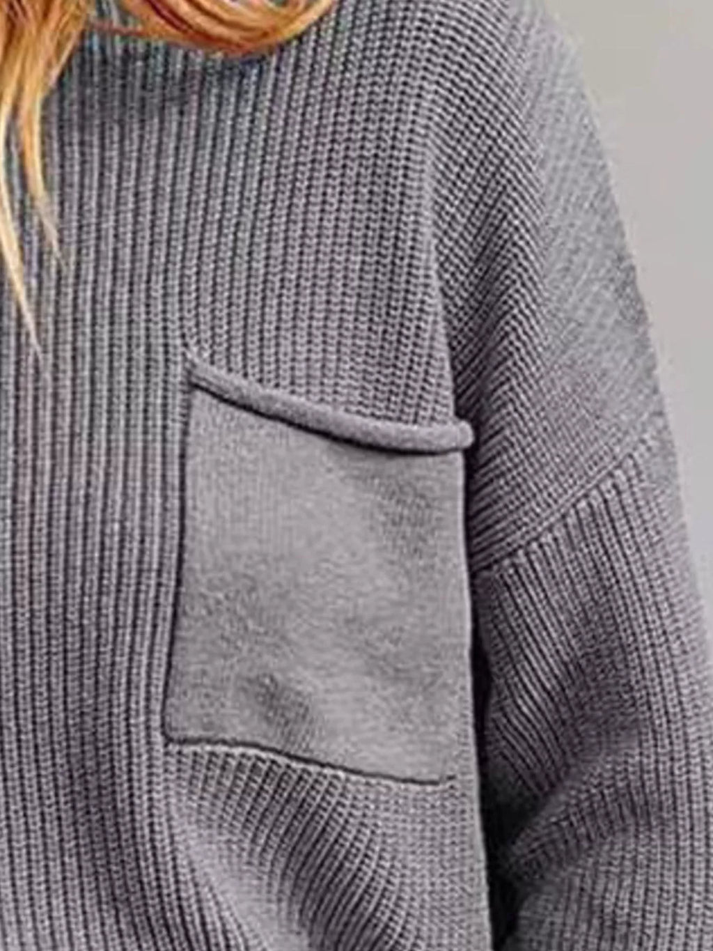 Pocket Detail Dropped Shoulder Sweater