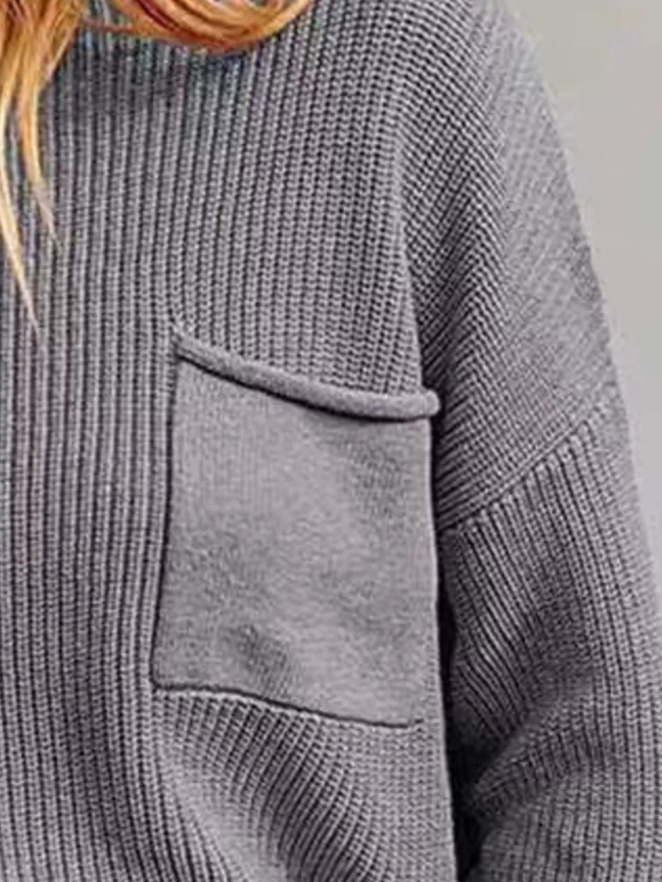 Pocket Detail Dropped Shoulder Sweater