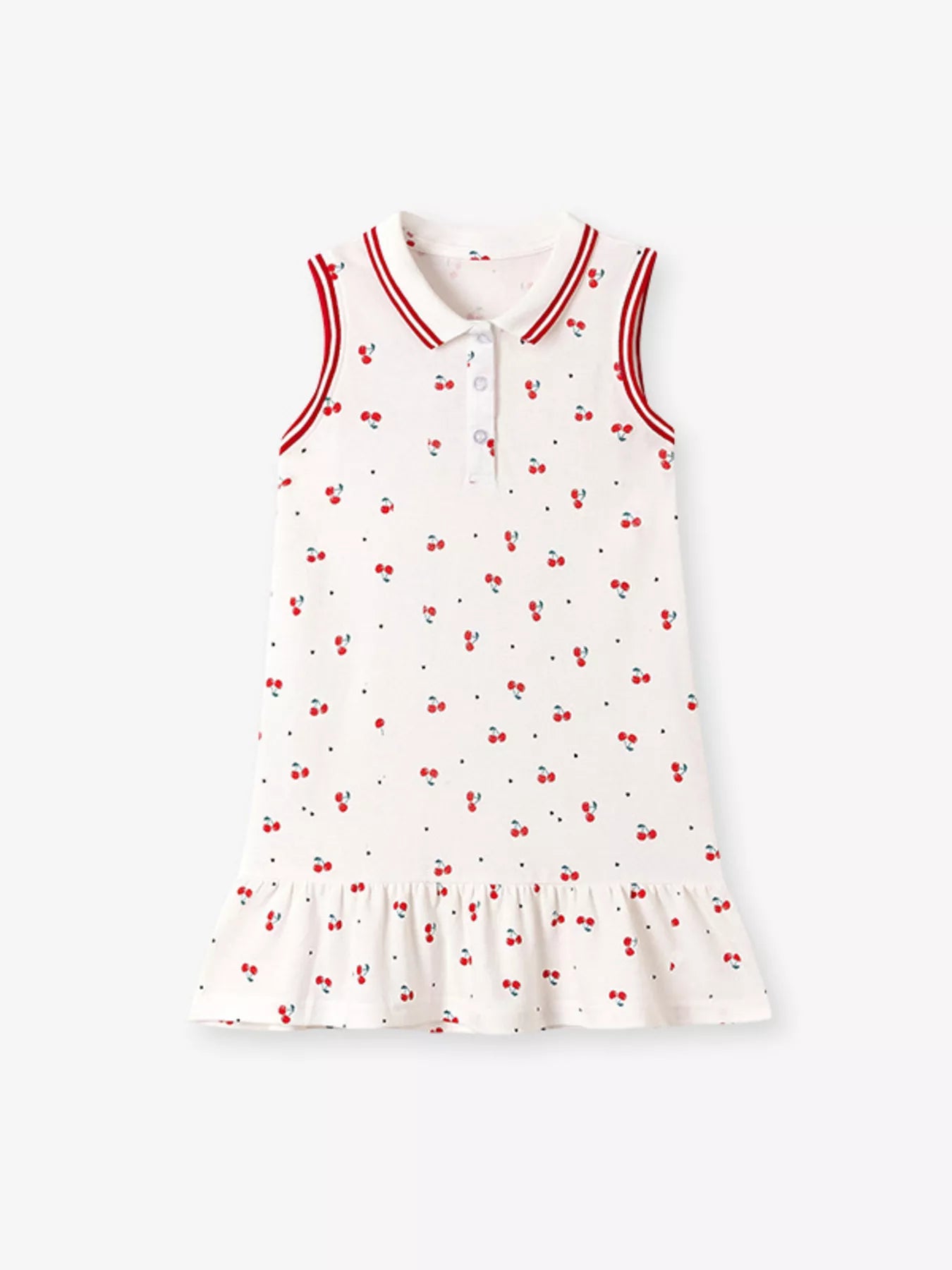 Children's Cherry Print Sleeveless Polo Dress