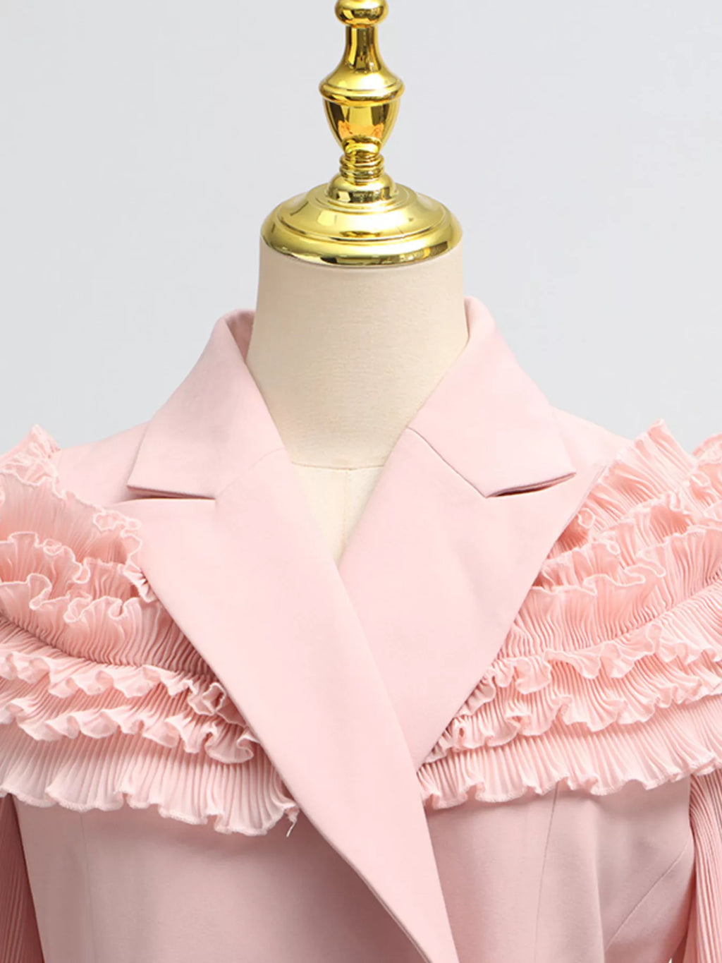 Frill Lapel Collar Top and Pleated Skirt Set