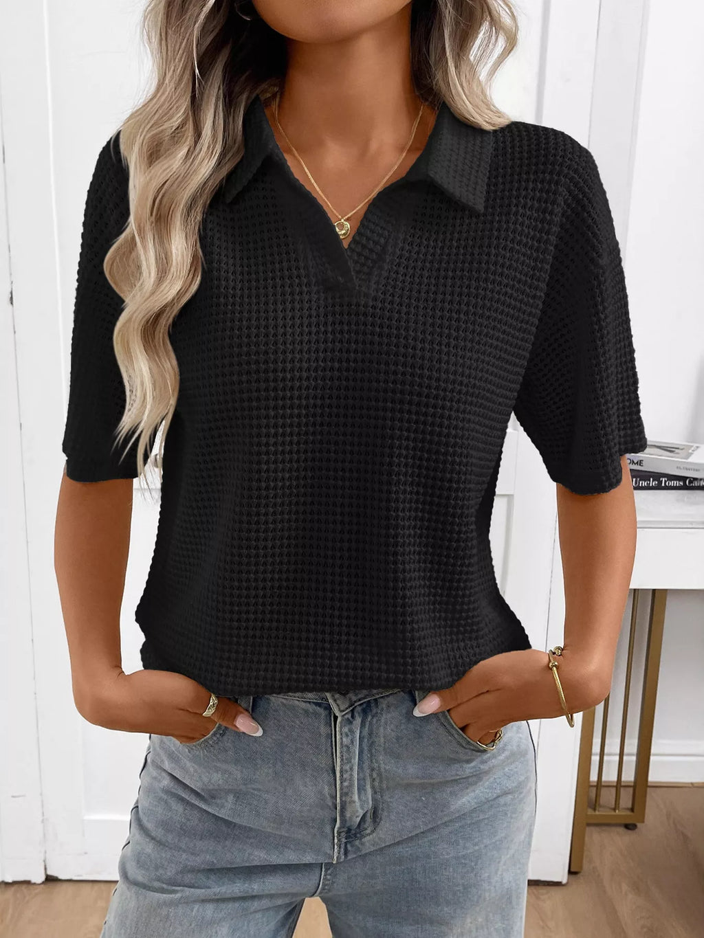 Striped Knit Short Sleeve Top