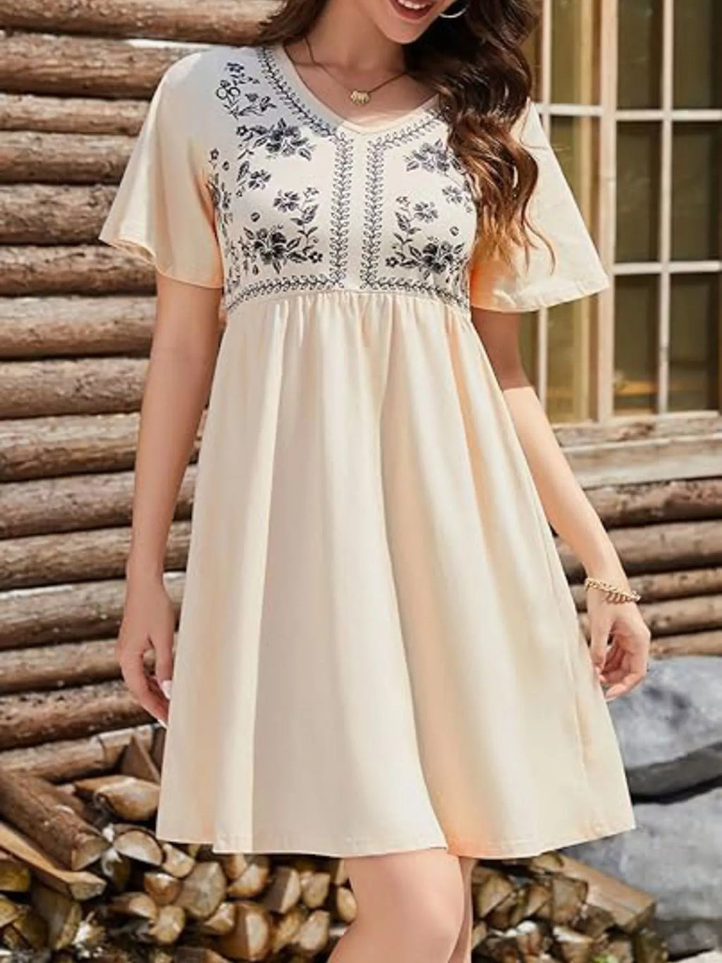Floral V-Neck Mini Dress