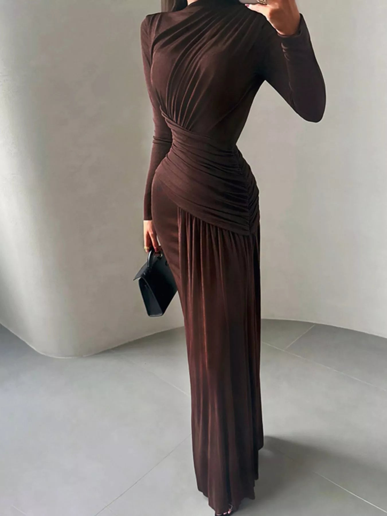 Ruched Long Sleeve Maxi Dress
