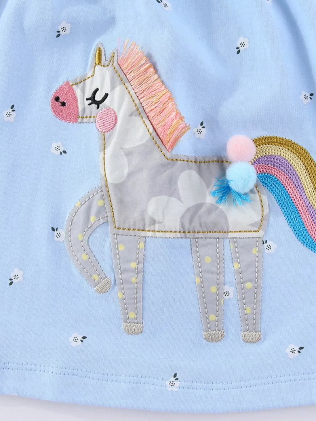 Children's Floral Unicorn Round Neck Dress