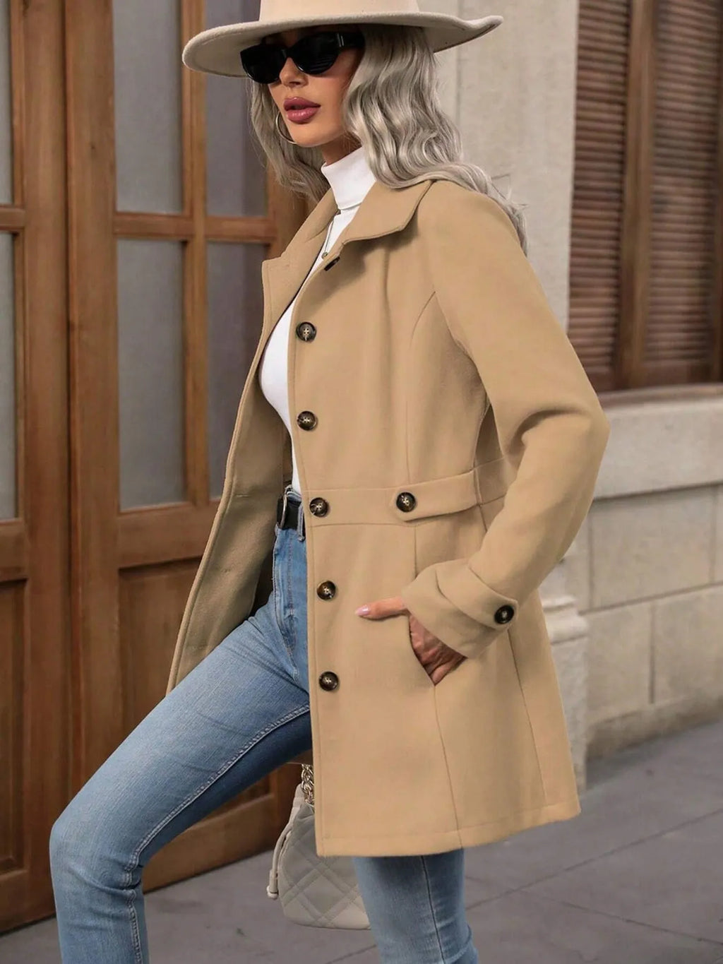 Button Up Long Sleeve Coat