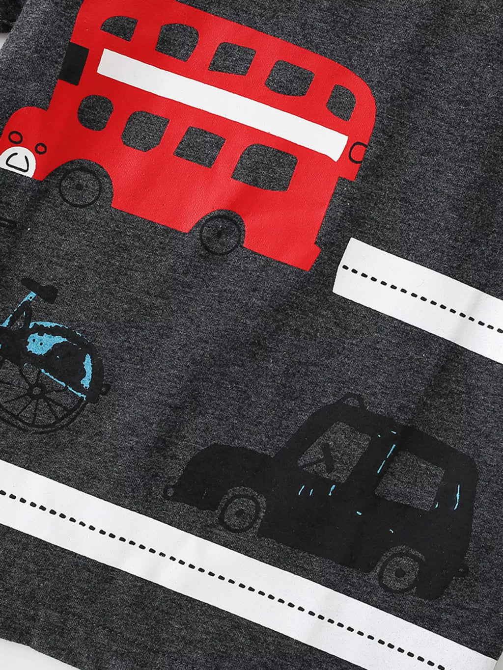 Children's Bus Graphic Round Neck T-Shirt