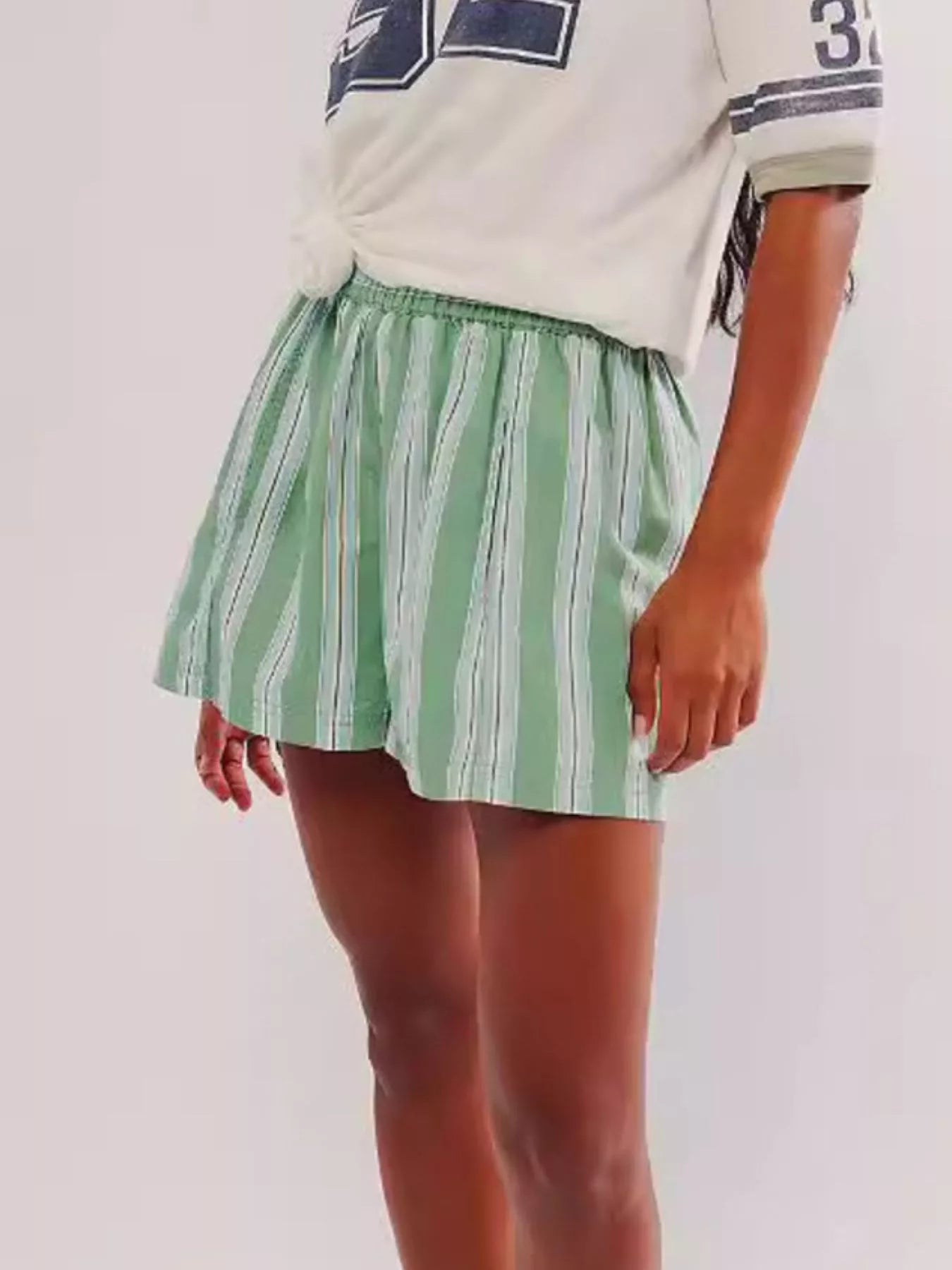 Striped Elastic Waist Casual Shorts