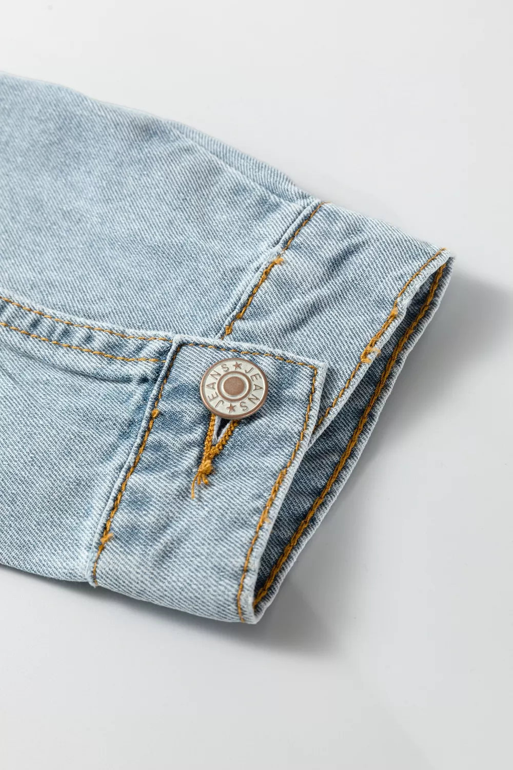 Draw-cord Hem Light Wash Denim Jacket