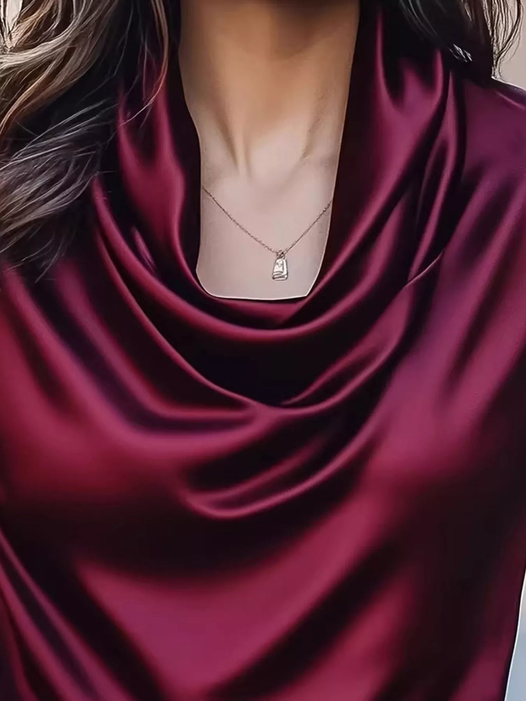 Cowl Neck Satin Blouse