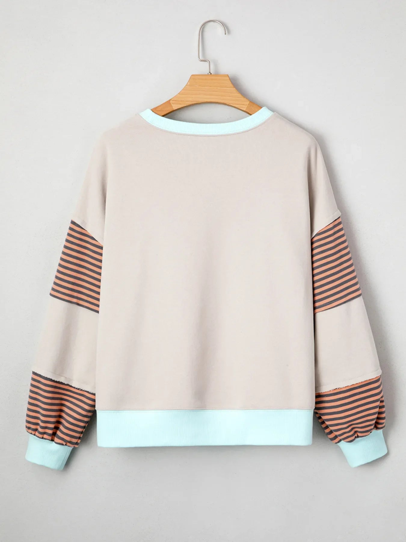 Striped Colorblock Patchwork Drop Shoulder Sweatshirt