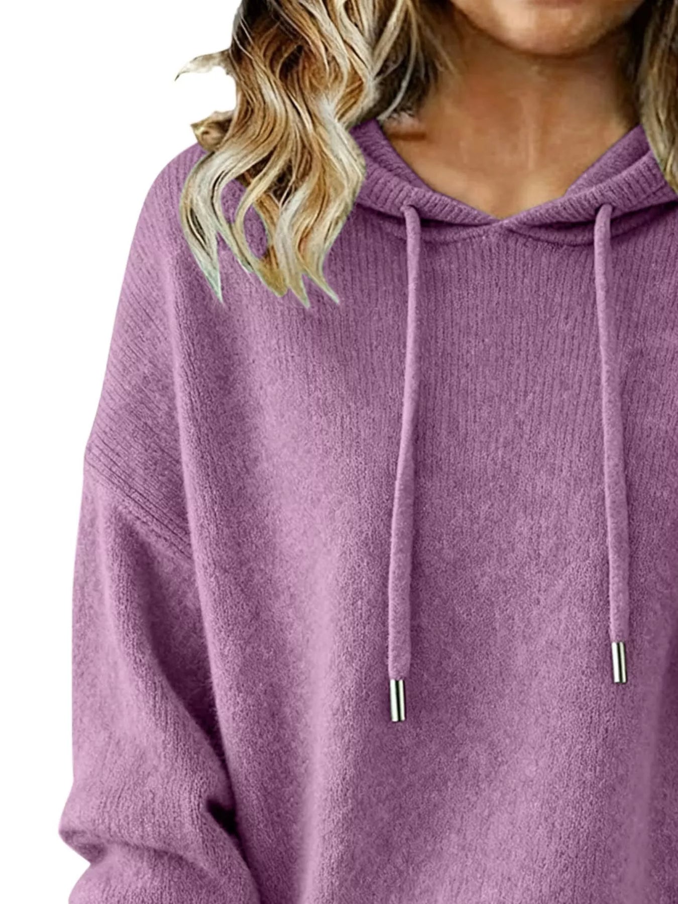 Drawstring Long Sleeve Hooded Sweater