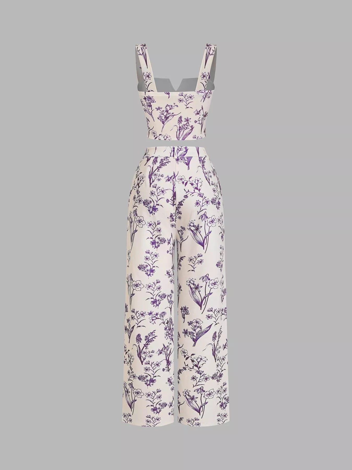 Floral Print Cami Top & Wide Leg Pants Set