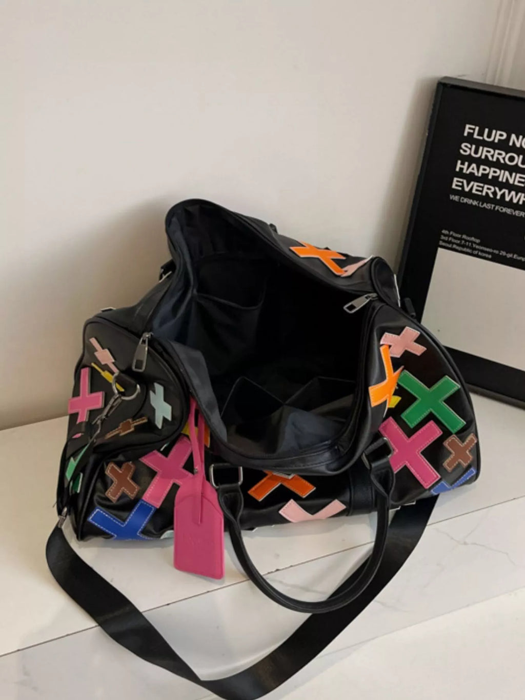 Colorful Cross Pattern Travel Duffel Bag