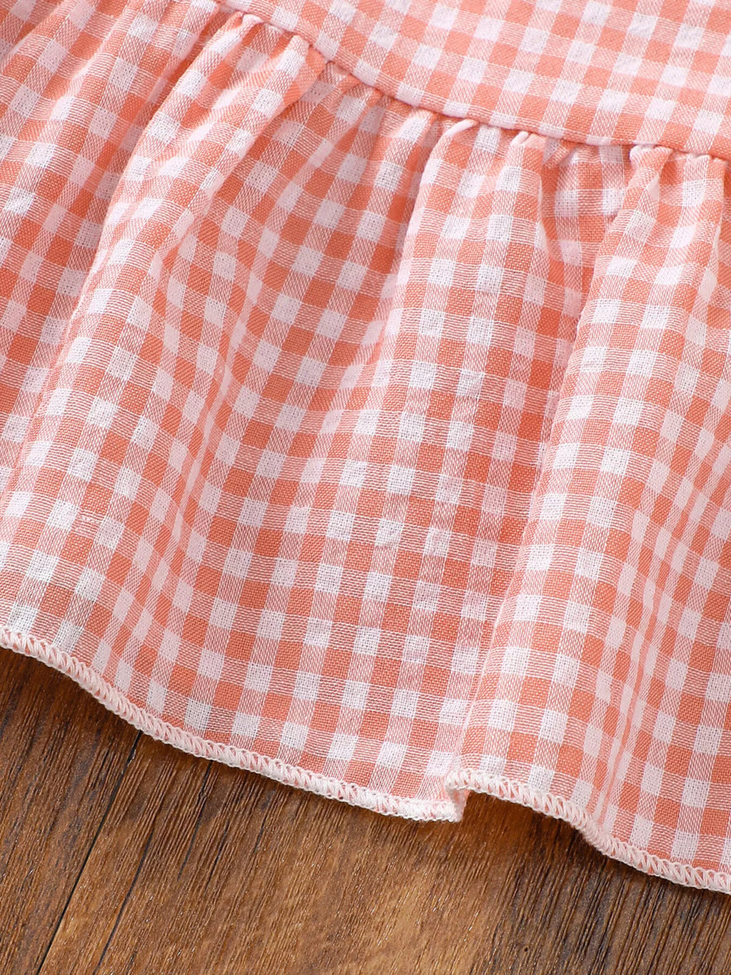 Children's Gingham Ruffle Trim Sleeveless Top & Pants Set