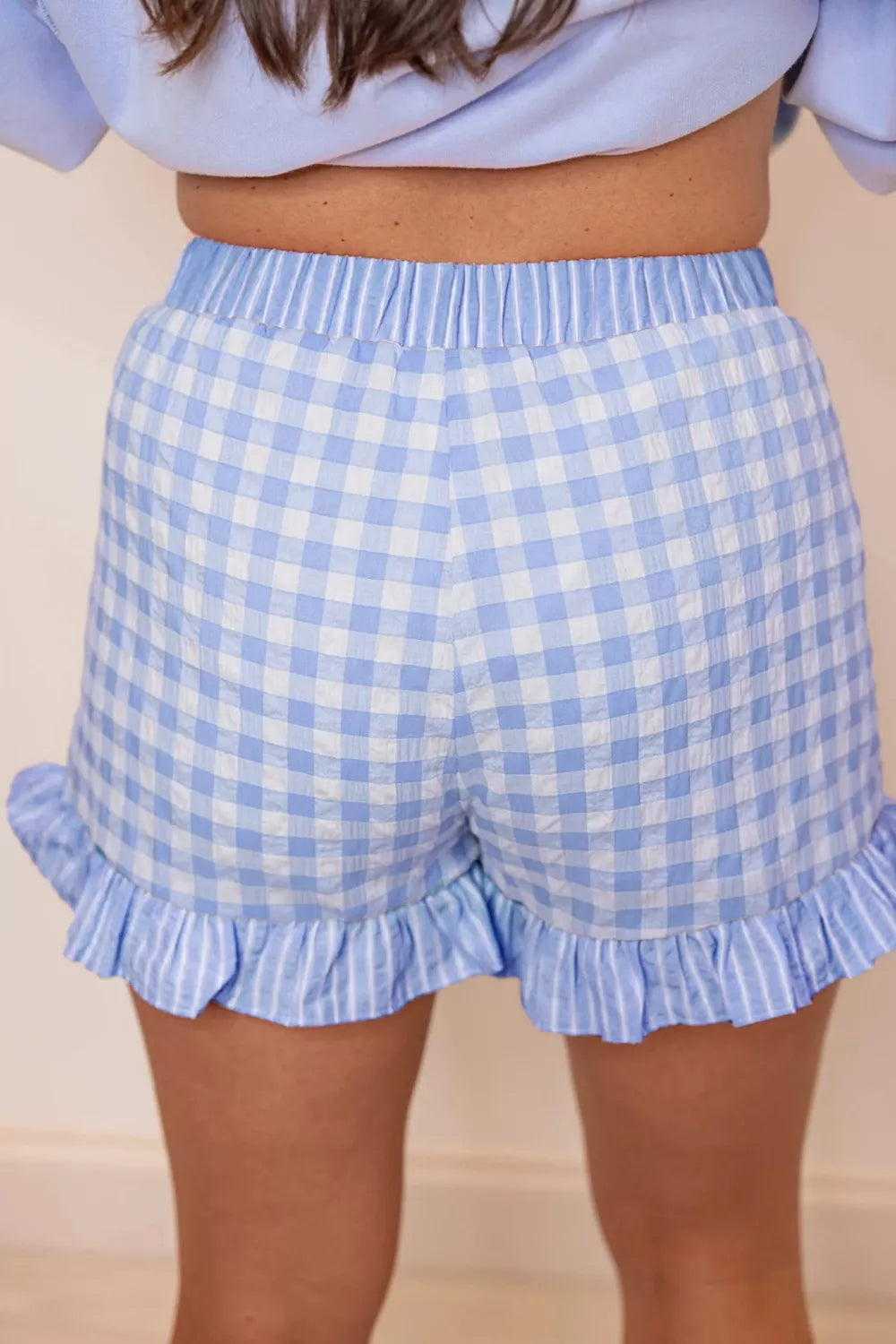Gingham Ruffle Hem Shorts