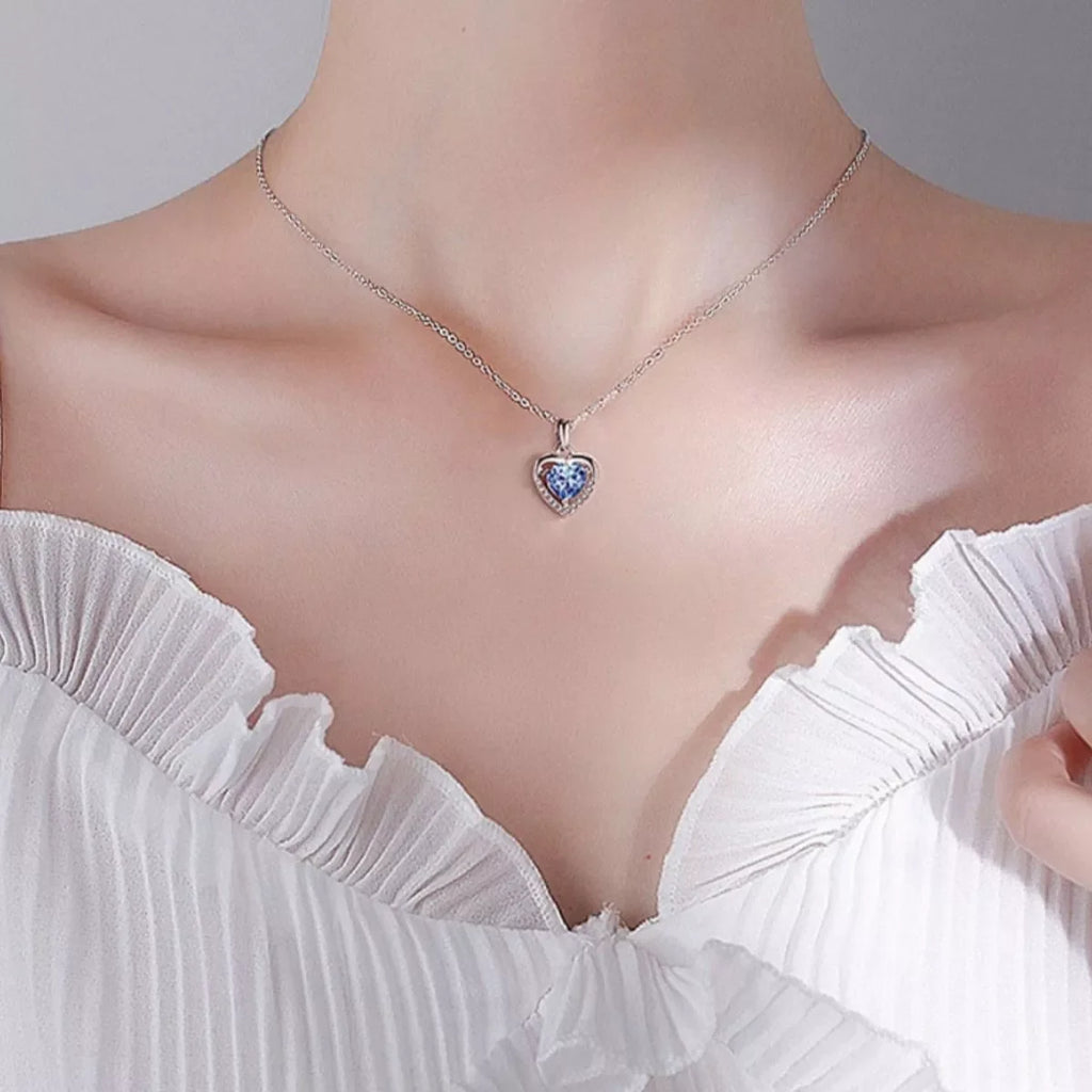 925 Sterling Silver Zircon Heart Necklace