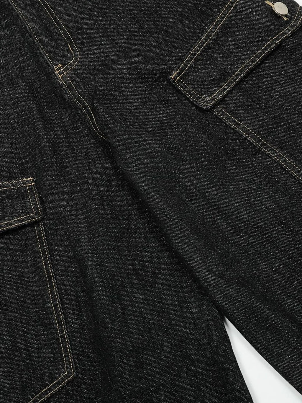 Men's Washed Curved Jeans with Contrast Stitching