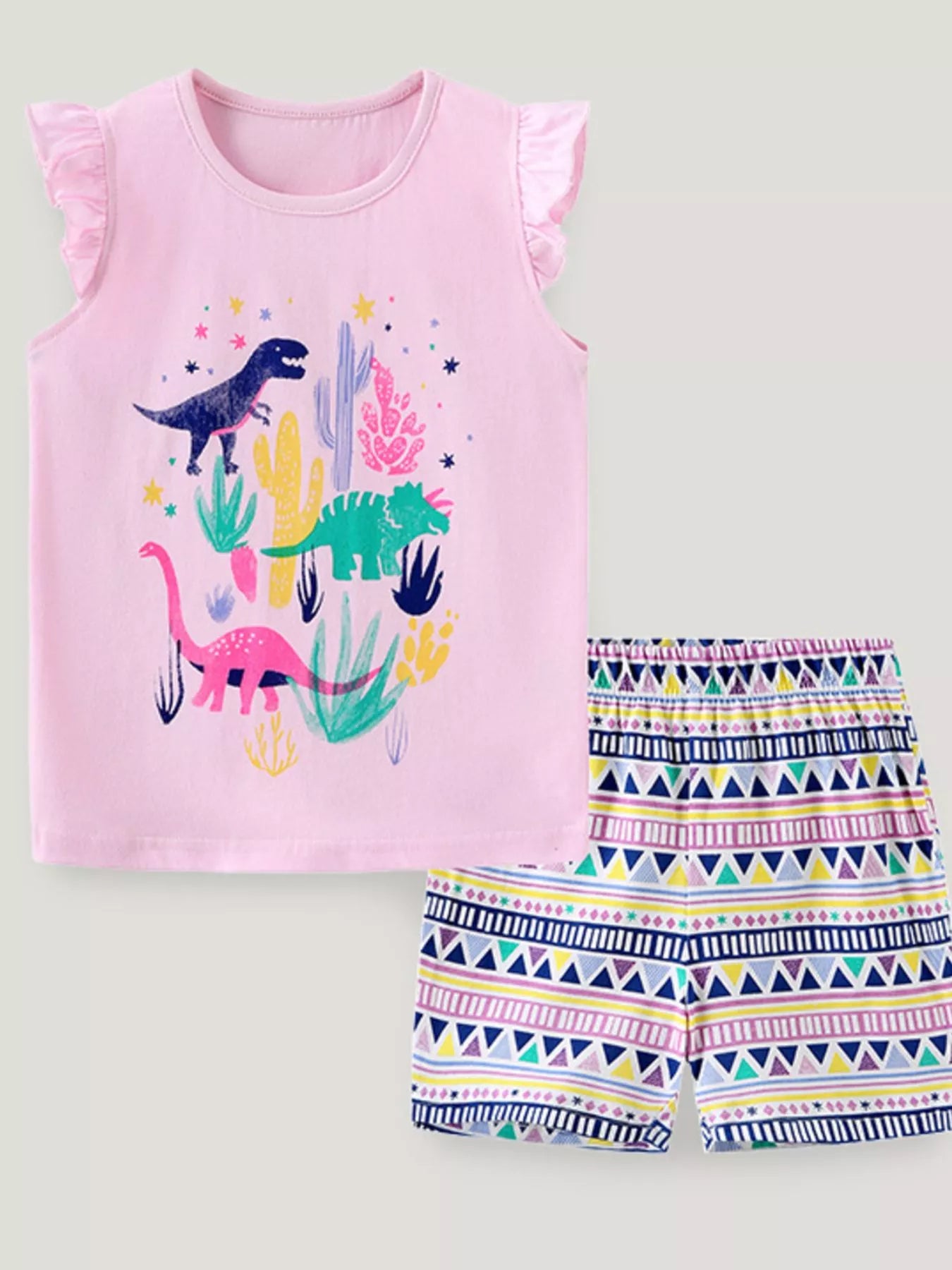 Children's Ruffled Dinosaur Top and Shorts Set
