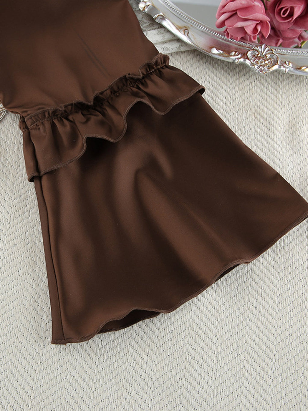 Ruffled V-Neck Top and Shorts Set