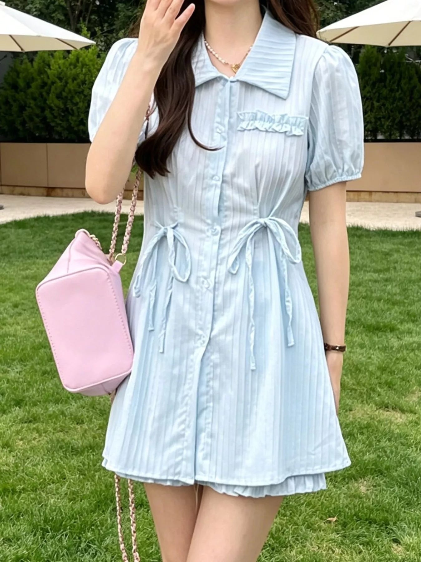 Tied Button Up Shirt and Shorts Set