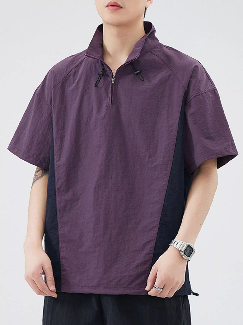 Men's Plus Size Outdoor Color Block Pullover Top