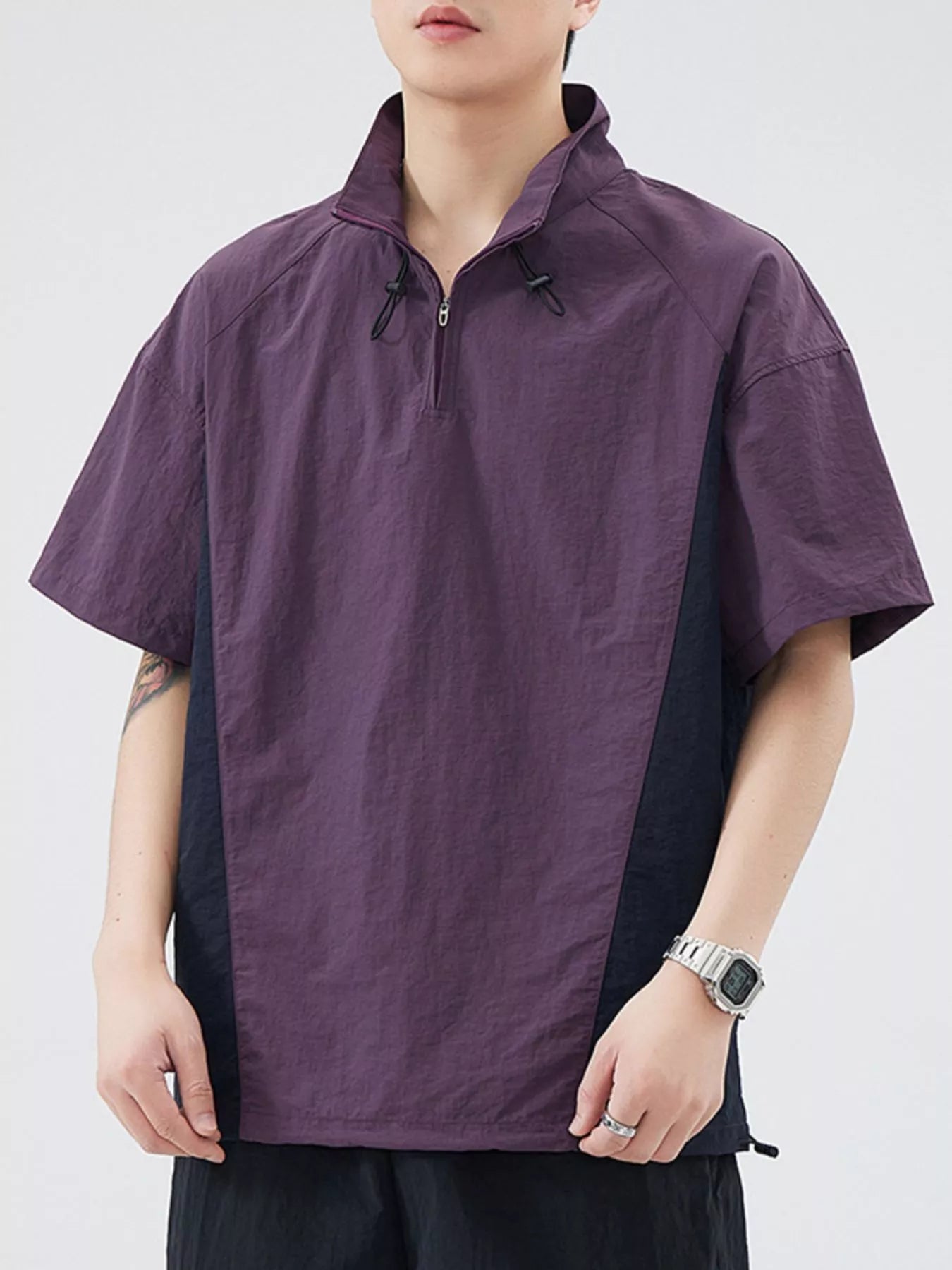Men's Plus Size Outdoor Color Block Pullover Top