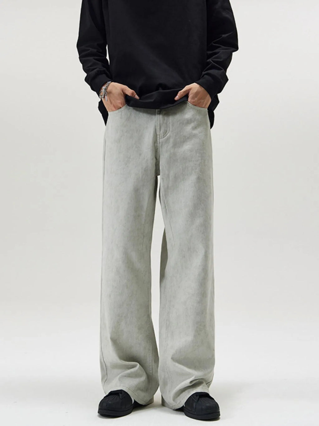 Men's Full Size Washed Wide Leg Pants Plus Size