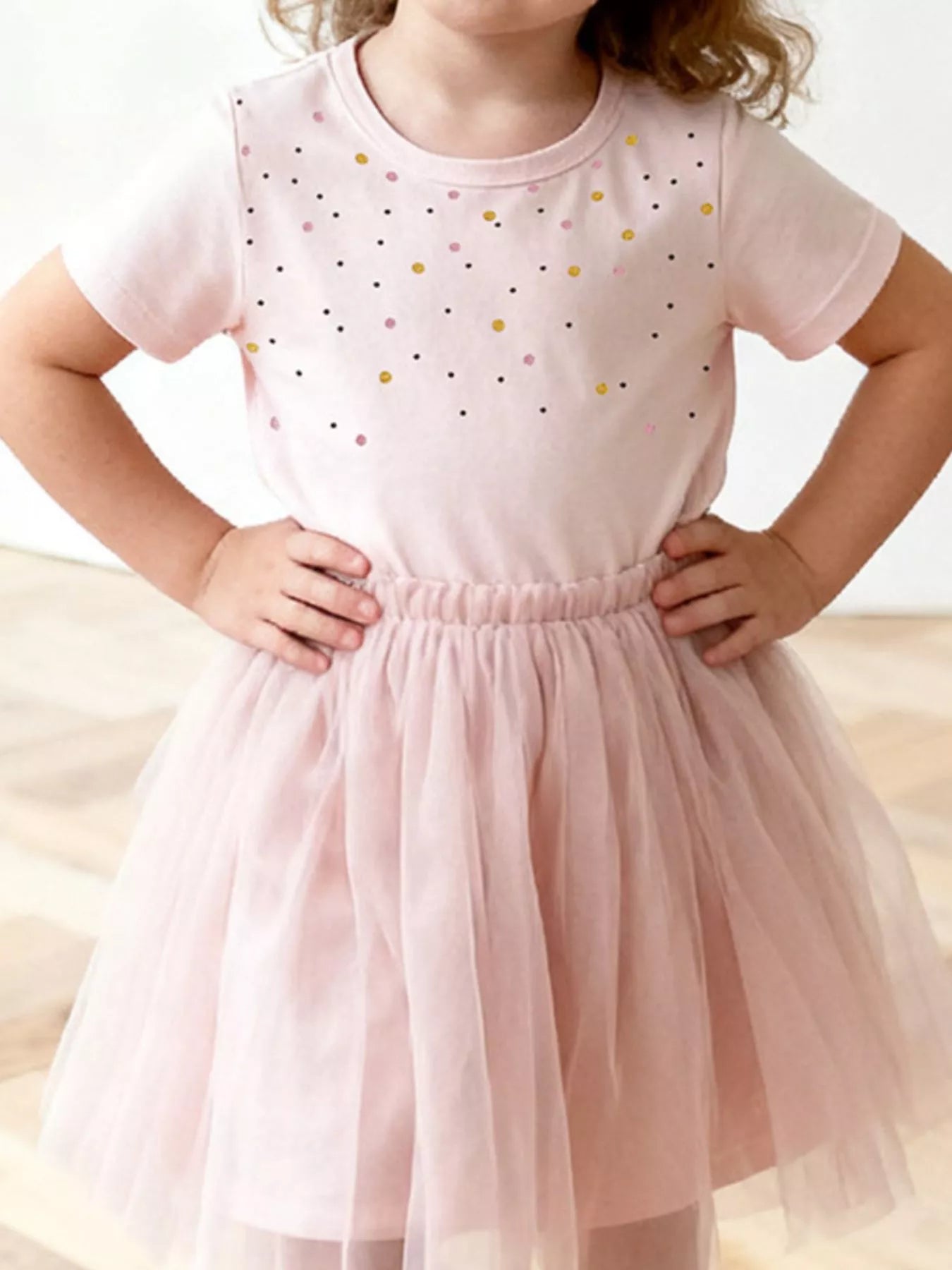 Children's Polka Dot Round Neck Dress