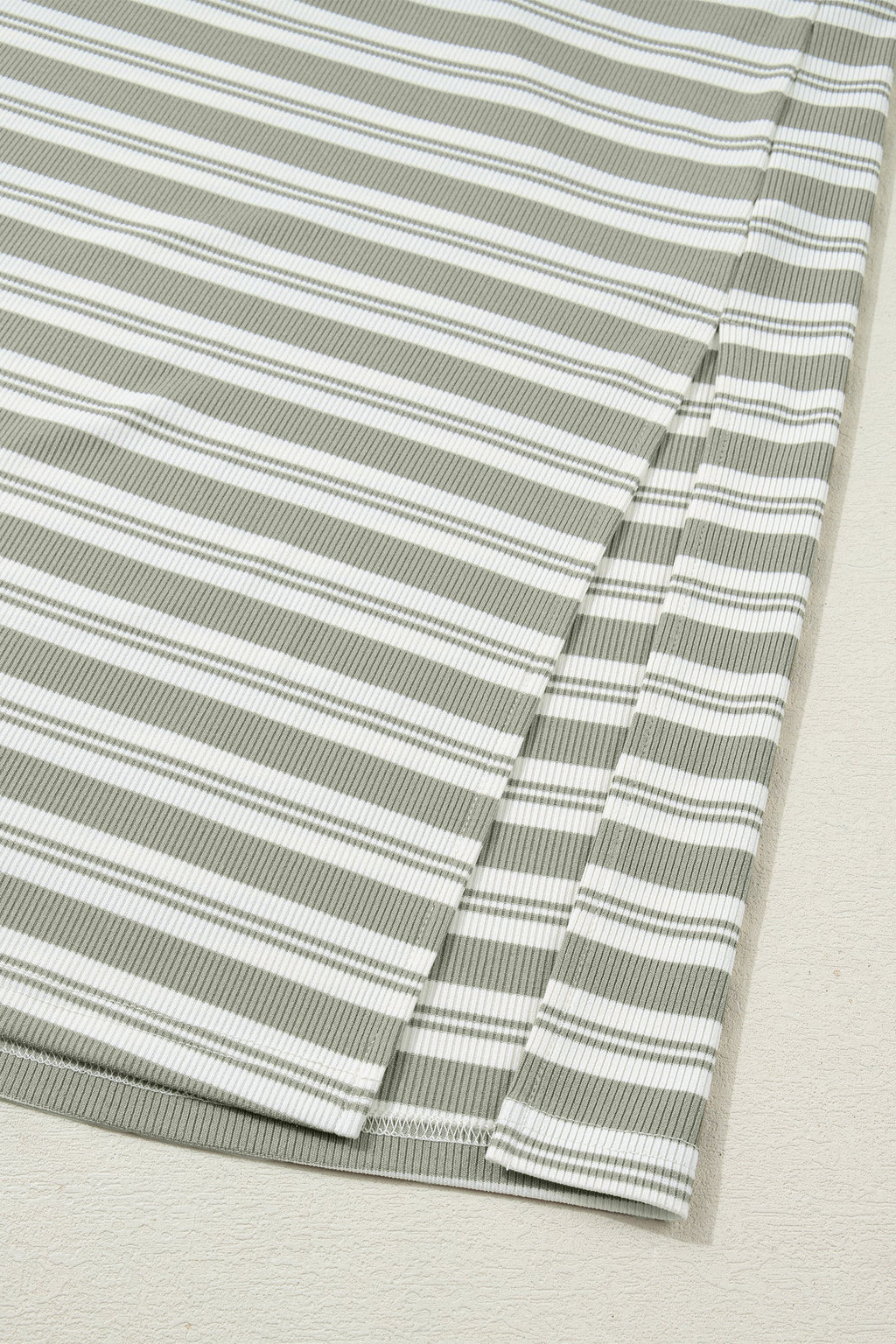Stripe Collared V-Neck Short Sleeve Midi Dress