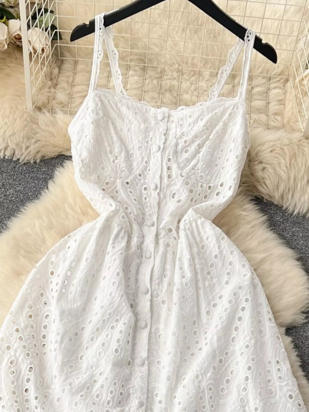 Eyelet Embroidered Tiered Cami Dress