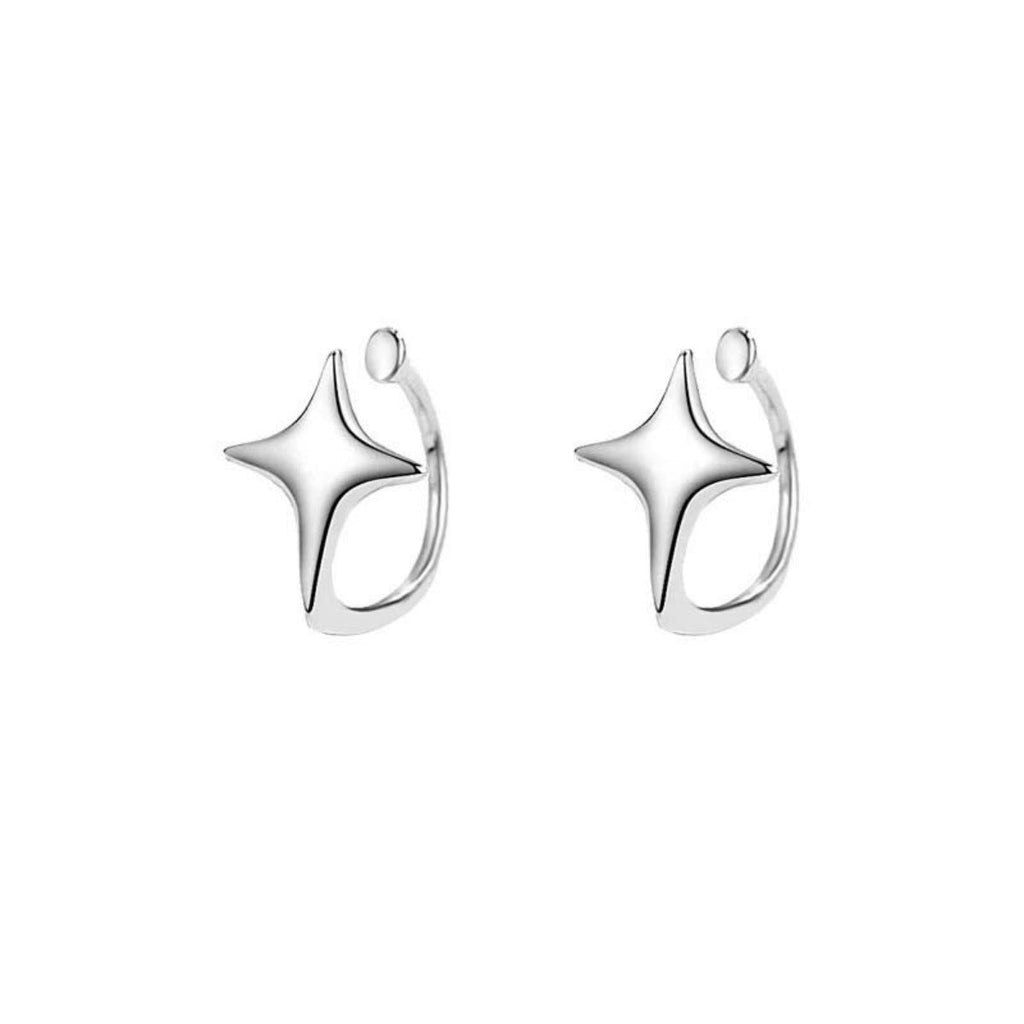 925 Sterling Silver Star Cuff Earrings