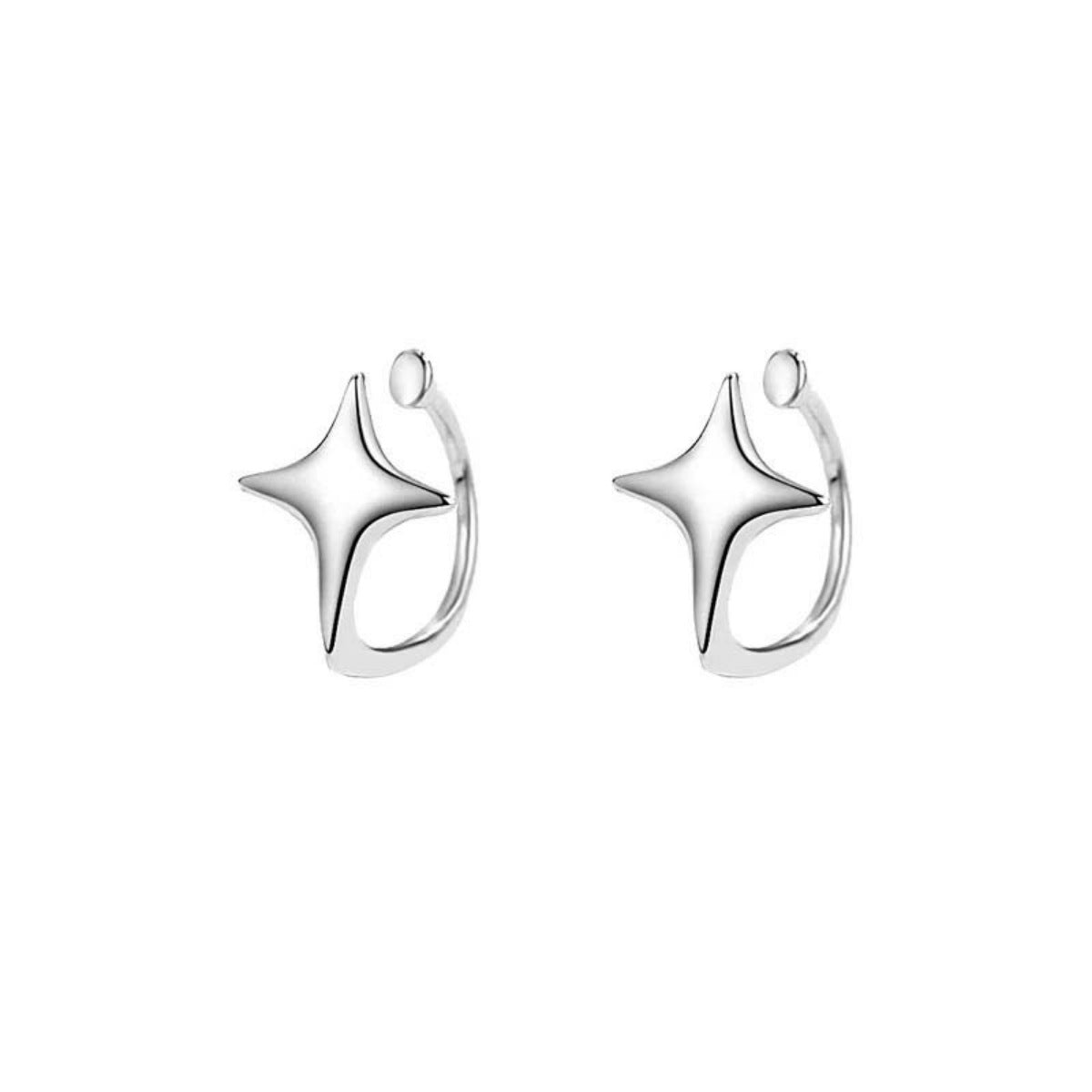 925 Sterling Silver Star Cuff Earrings