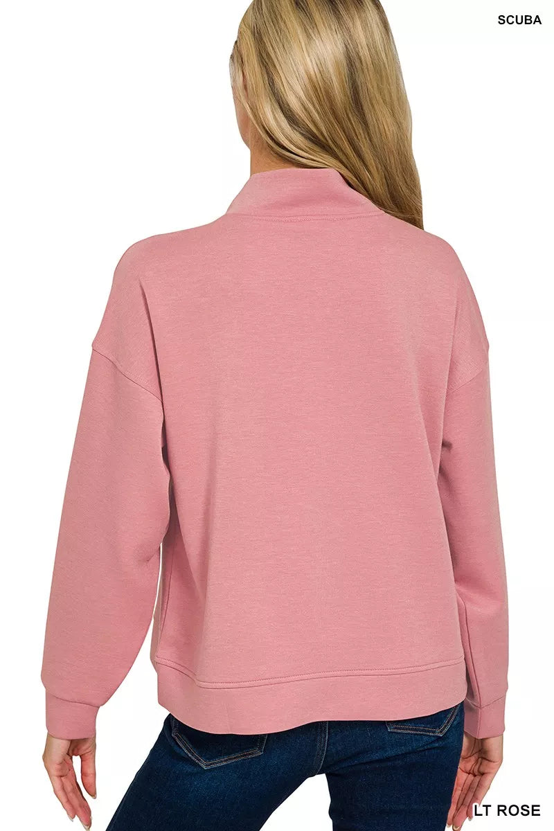 Zenana Scuba Half Zip Pullover and Jogger Set