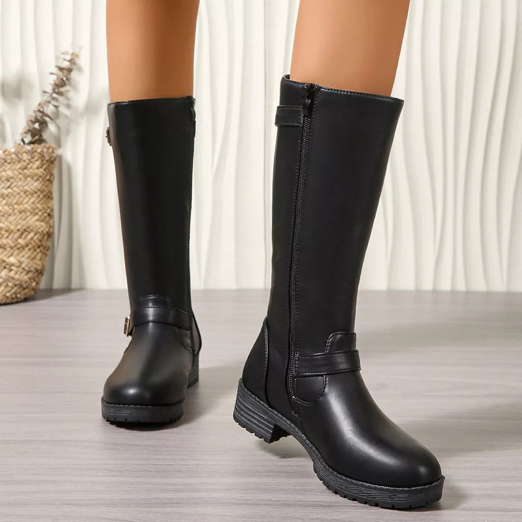 Round Toe Block Heels Boots
