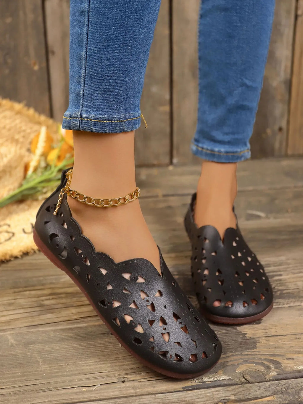 Perforated Leather Slip-On Loafers