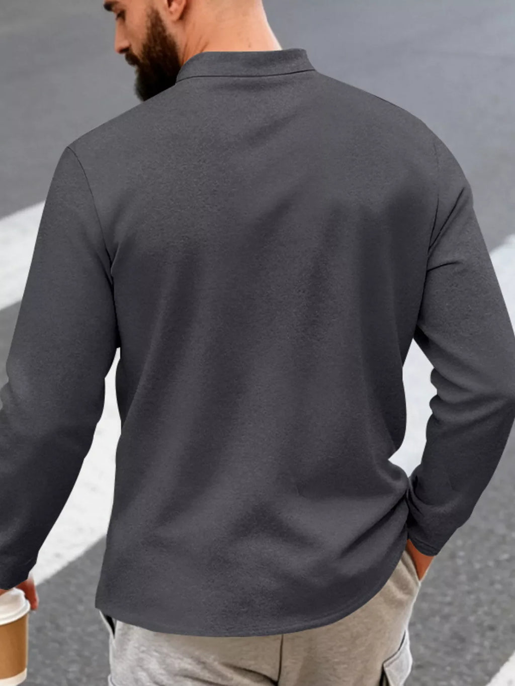 Men's Full Size Button Detail Long Sleeve Shirt Plus Size